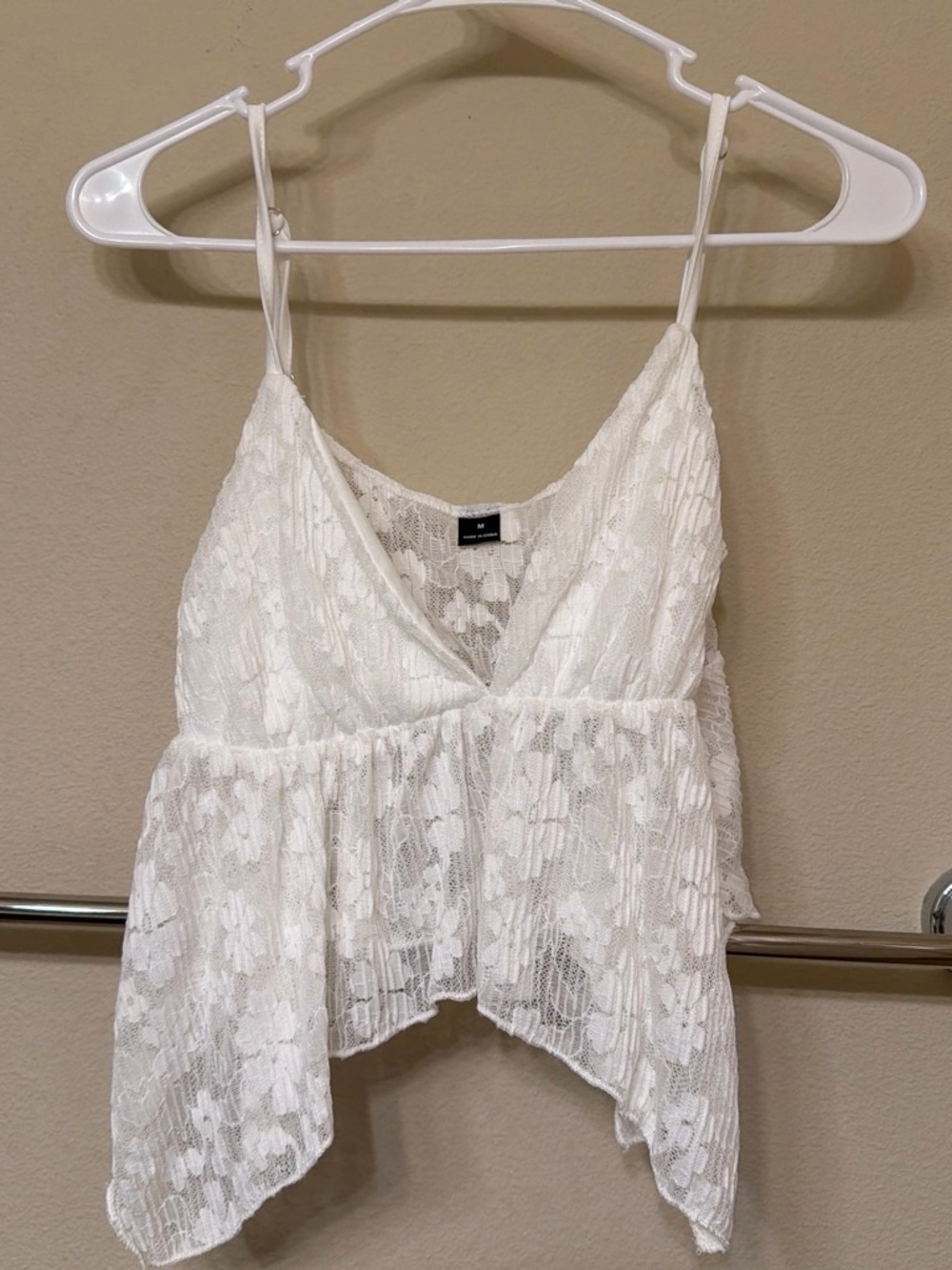 SHEIN White Floral Lace Peplum Camisole